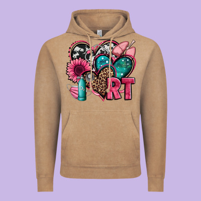 Rt Respiratory Therapist Hearts Vintage Hoodie Designed By Jasminsmagicworld