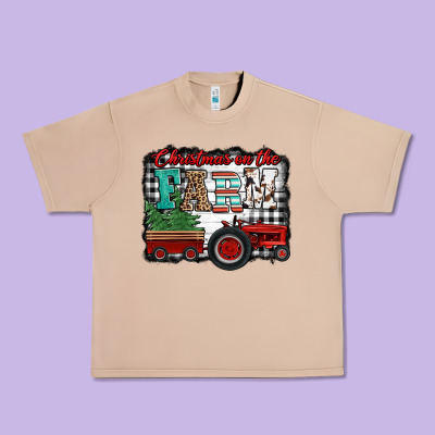 Christmas On The Farm Tractor Buffalo Plaid Urban Heavy Tee Designed By Jasminsmagicworld