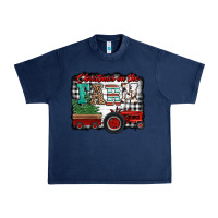 Navy christmas on the farm tractor buffalo plaid Urban Heavy Tee - Jasminsmagicworld