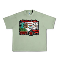 Oil Green christmas on the farm tractor buffalo plaid Urban Heavy Tee - Jasminsmagicworld