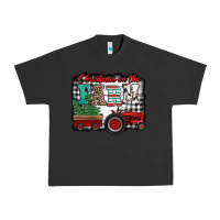 Pigment Black christmas on the farm tractor buffalo plaid Urban Heavy Tee - Jasminsmagicworld