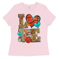 Bubblegum Pink love basketball Ladies Tee - Zillion Design Studio