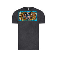 Vintage Black western cow turquoise’s white flowers license plate template Vintage Tee - BarkalooDesign