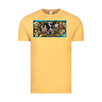 Vintage Mustard western cow turquoise’s white flowers license plate template Vintage Tee - BarkalooDesign
