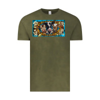 Vintage Olive western cow turquoise’s white flowers license plate template Vintage Tee - BarkalooDesign