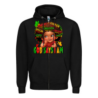 Black god says i am juneteenth kid Zipper Hoodie - LillyAllenDesigns