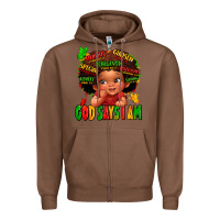 Chestnut god says i am juneteenth kid Zipper Hoodie - LillyAllenDesigns