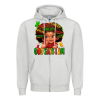 Dove Grey god says i am juneteenth kid Zipper Hoodie - LillyAllenDesigns