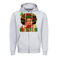Heather Grey god says i am juneteenth kid Zipper Hoodie - LillyAllenDesigns