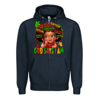 Navy god says i am juneteenth kid Zipper Hoodie - LillyAllenDesigns