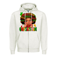 Oatmeal Heather god says i am juneteenth kid Zipper Hoodie - LillyAllenDesigns
