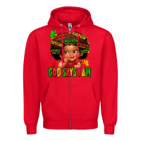 Red god says i am juneteenth kid Zipper Hoodie - LillyAllenDesigns