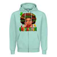 Seafoam god says i am juneteenth kid Zipper Hoodie - LillyAllenDesigns
