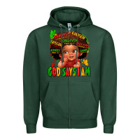 Sports Green god says i am juneteenth kid Zipper Hoodie - LillyAllenDesigns