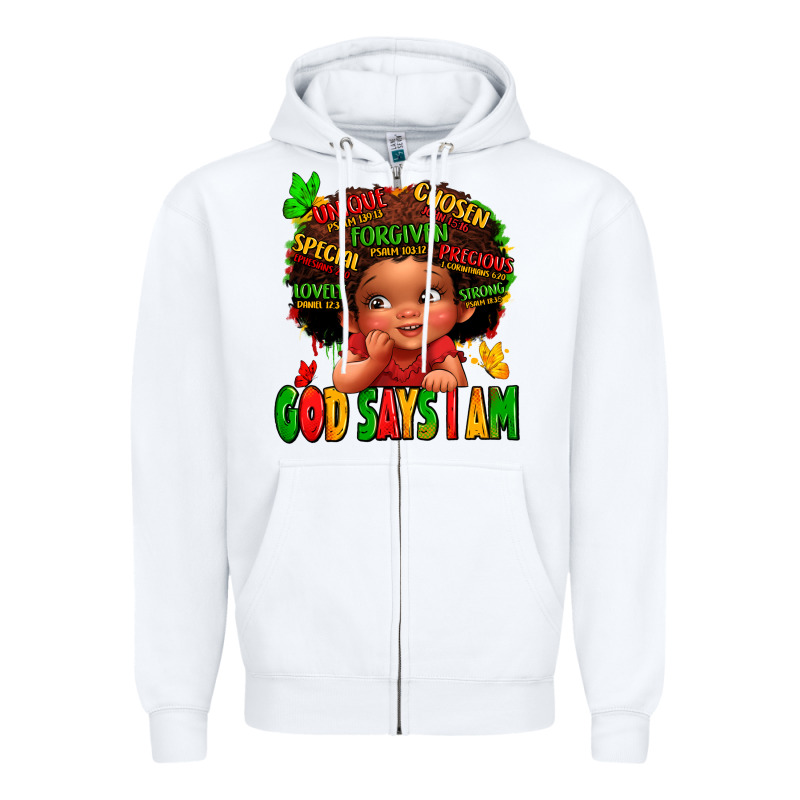 God Says I Am Juneteenth Kid Zipper Hoodie by LillyAllenDesigns | Teevron