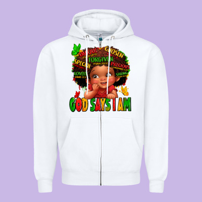 God Says I Am Juneteenth Kid Zipper Hoodie Designed By Lillyallendesigns