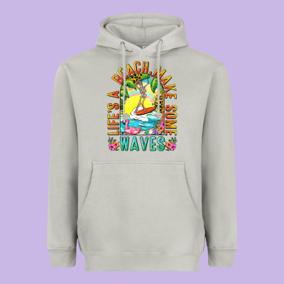 Life's A Beach Make Some Waves Heavyweight Hoodie Designed By Nancycooperartshop