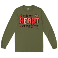Army Green i wear my heart on my sleeve Long Sleeve Tee - MaliasSmallBusiness