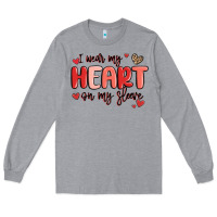 Heather Grey i wear my heart on my sleeve Long Sleeve Tee - MaliasSmallBusiness
