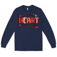 Navy i wear my heart on my sleeve Long Sleeve Tee - MaliasSmallBusiness