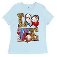 Baby Blue love baseball Ladies Tee - Zillion Design Studio