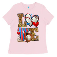 Bubblegum Pink love baseball Ladies Tee - Zillion Design Studio