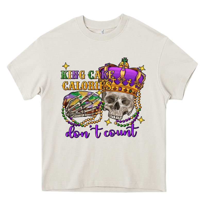 King Cake Calories Don't Count Skull Heavy Core Tee by FaDigitalArtStudio | Teevron
