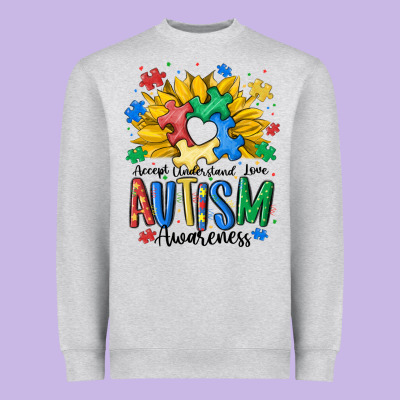 Accept Understand Love Awareness Heavyweight Sweatshirt Designed By Maliassmallbusiness