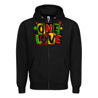 Black one love juneteenth Zipper Hoodie - LillyAllenDesigns