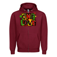 Burgundy one love juneteenth Zipper Hoodie - LillyAllenDesigns