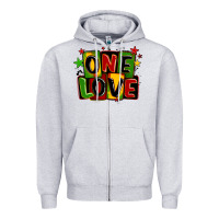 Heather Grey one love juneteenth Zipper Hoodie - LillyAllenDesigns