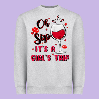 Oh Sip It's A Girl's Trip Heavyweight Sweatshirt Designed By Maliassmallbusiness