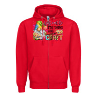 Red i just want to stay home and craft Zipper Hoodie - LillyAllenDesigns