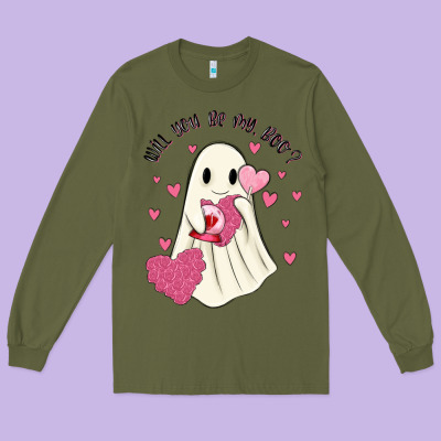 Will You Be My Boo Long Sleeve Tee Designed By Maliassmallbusiness