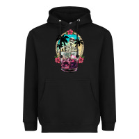 Black summer skeleton cocktail Heavyweight Hoodie - NancyCooperArtShop