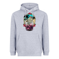 Heather Grey summer skeleton cocktail Heavyweight Hoodie - NancyCooperArtShop
