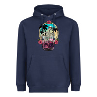 Navy summer skeleton cocktail Heavyweight Hoodie - NancyCooperArtShop
