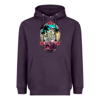 Plum summer skeleton cocktail Heavyweight Hoodie - NancyCooperArtShop