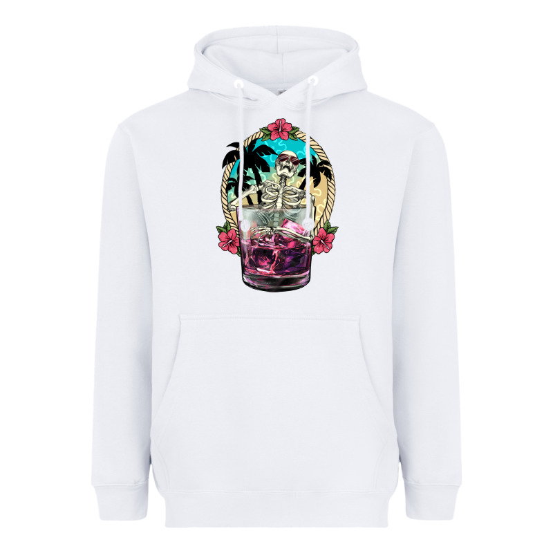 Summer Skeleton Cocktail Heavyweight Hoodie by NancyCooperArtShop | Teevron