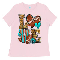 Bubblegum Pink love american football Ladies Tee - Zillion Design Studio