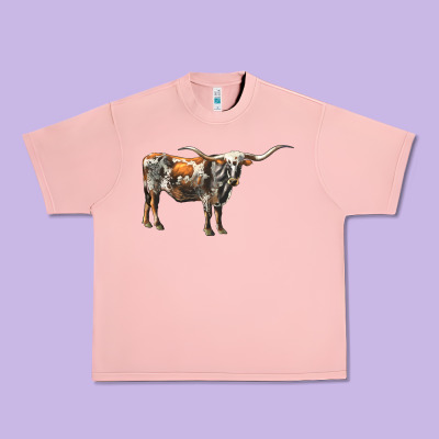Texas Longhorn Cow Urban Heavy Tee Designed By Lillyallendesigns