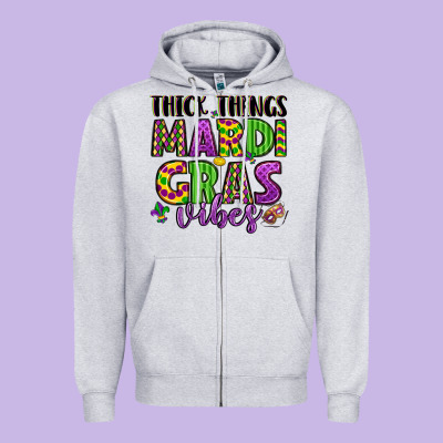 Thick Things Mardi Gras Vibes Zipper Hoodie Designed By Lillyallendesigns