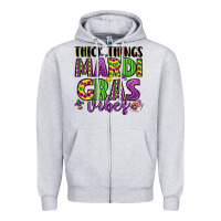 Heather Grey thick things mardi gras vibes Zipper Hoodie - LillyAllenDesigns