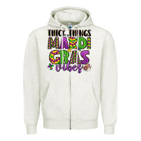 Oatmeal Heather thick things mardi gras vibes Zipper Hoodie - LillyAllenDesigns
