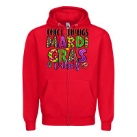 Red thick things mardi gras vibes Zipper Hoodie - LillyAllenDesigns