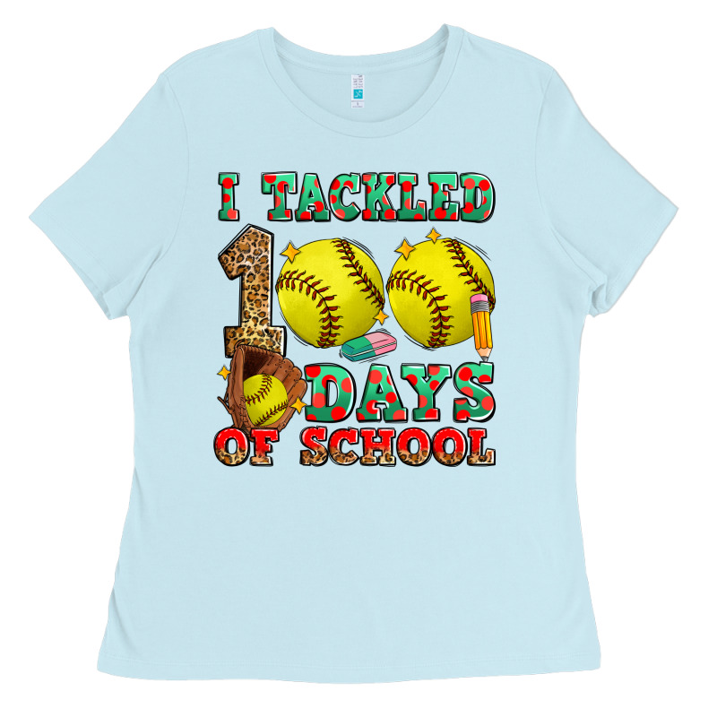 I Tackled 100 Days Of School Softball Ladies Tee by Zillion Design Studio | Teevron