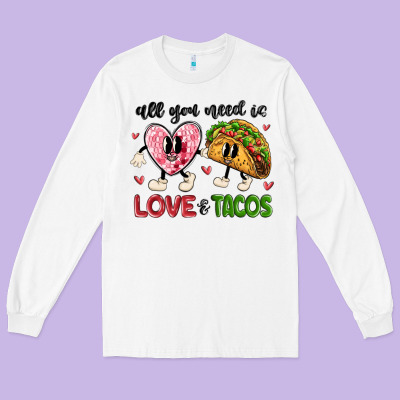 All You Need Is Love And Tacos Long Sleeve Tee Designed By Maliassmallbusiness