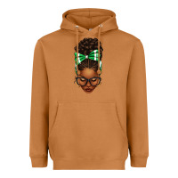 Meerkat Afro Messy Bun Green and White Bow Heavyweight Hoodie - texasbilliewilder