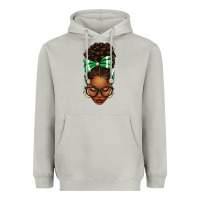 Moon Dust Afro Messy Bun Green and White Bow Heavyweight Hoodie - texasbilliewilder