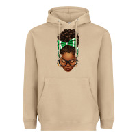 Mushroom Afro Messy Bun Green and White Bow Heavyweight Hoodie - texasbilliewilder